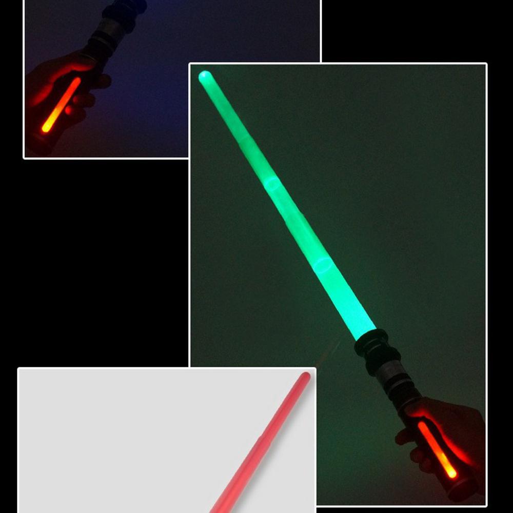 2Pcs Lightsaber Extendable Light-Up Toy Sword RGB Color Telescopic Light Bars with Sound Effect