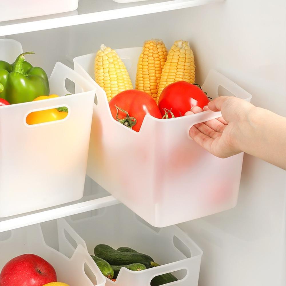 Transparent Storage Basket Smooth Edge Fridge Storage Bin Durable Refrigerator Storage Box