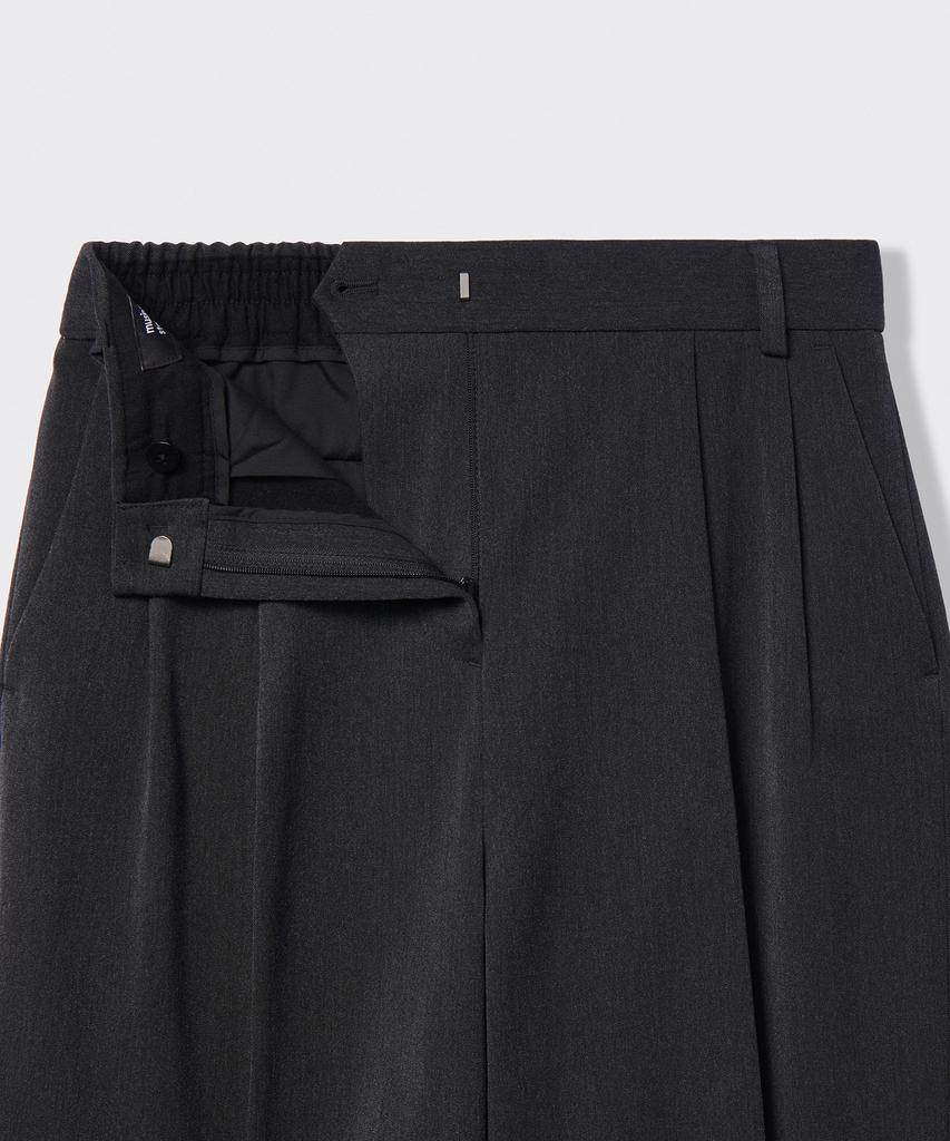 MUSINSA STANDARD WOMAN Женские свободные брюки с двумя складками на широкой резинке, с подкладкой из плотного флиса [Угольно-серый]