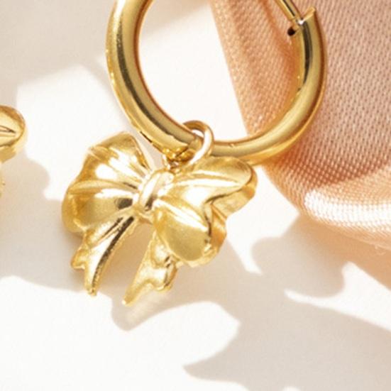 1 пара сережек-обнимашек с бантом из титановой стали, подарочные серьги-кольца для выпускного, свидания, свадьбы