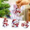 Cartoon Snowman Flat Acrylic Pendants Christmas Tree Ornament Car Decoration Merry Christmas New Year