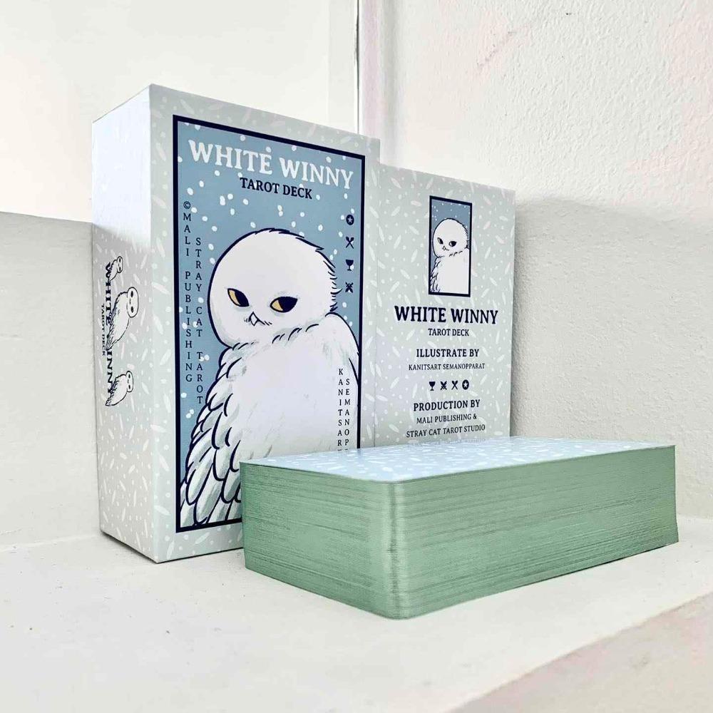 12*7cm White Winny Tarot - Whimsical Owl Guide 80 Pcs Cards & Self-Discovery with Gilded Edges Packed In Rigid Box