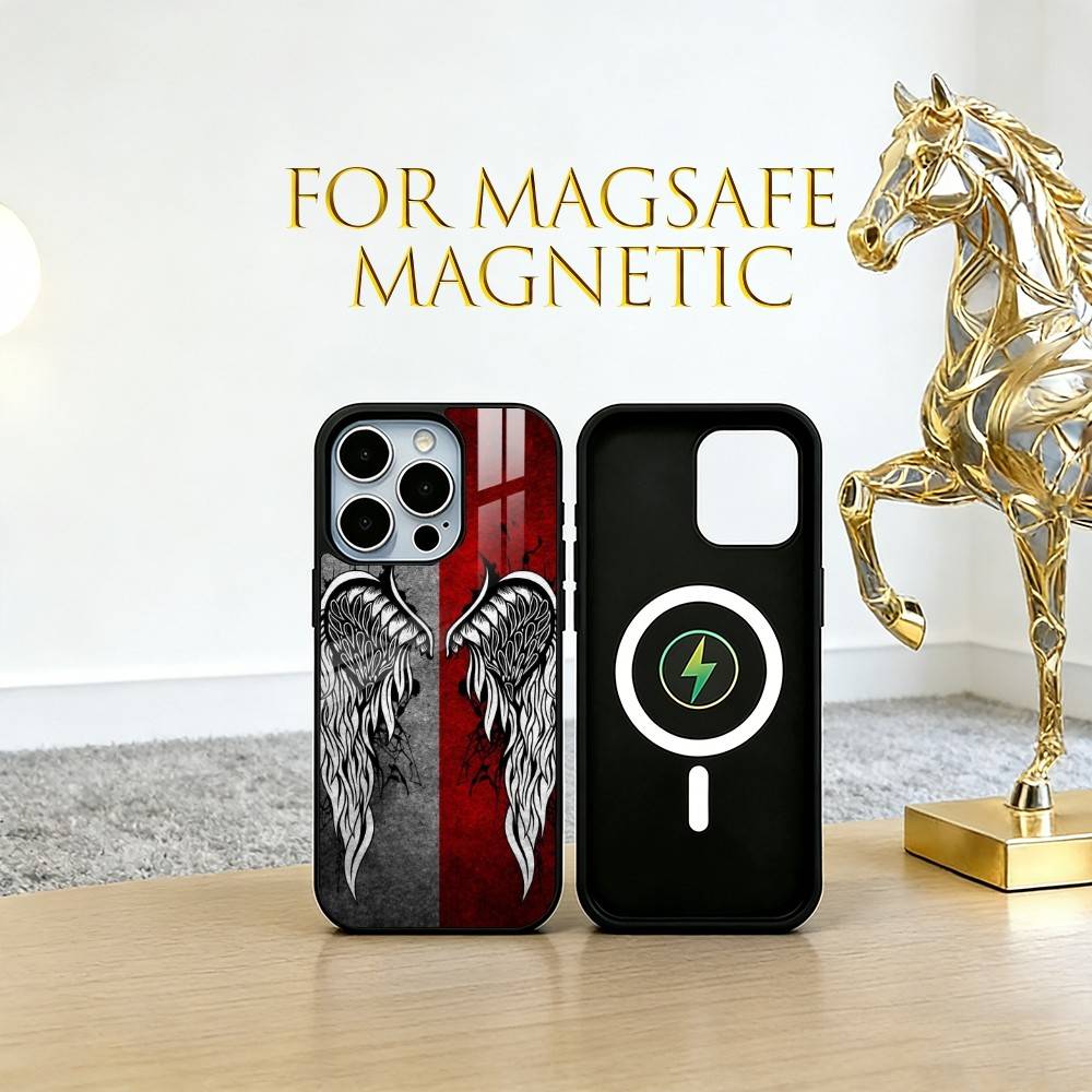 Чехол для телефона с крыльями ангела для iPhone 17, 16, 15, 14, 13, 12, 11 Plus, Pro, магнитный с Magsafe, беспроводная зарядка