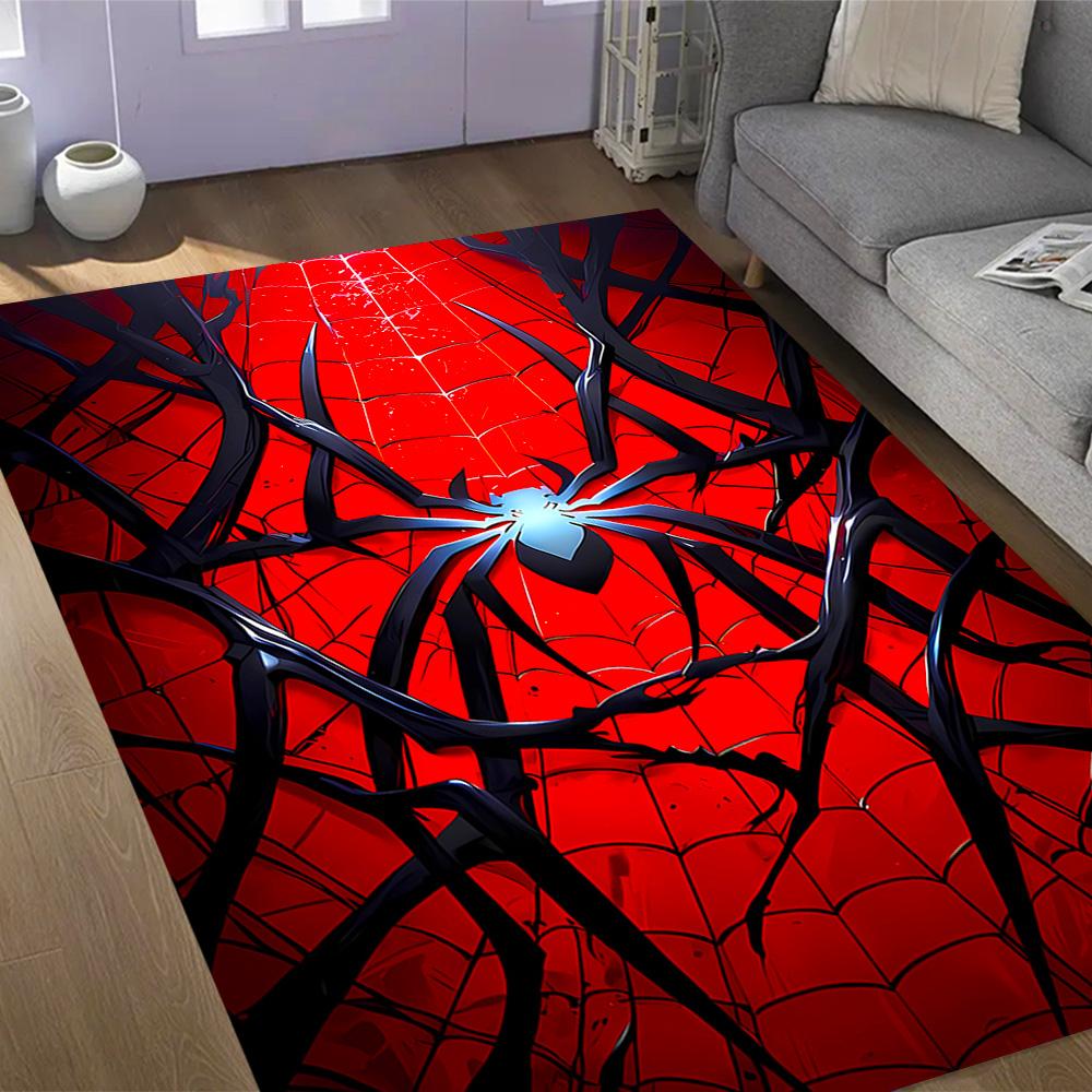 Spider-Man Red Background Non-Slip Rug - Polyester, Home Decor, Suitable for Bedrooms, Living Rooms, Entryways, and Studios