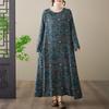 Платье женское повседневное свободное хлопковое винтажное с цветочным принтом больших размеров с длинным рукавом новинка