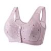 Patterned Middle-aged  Elderly Women's Front Buckle Underwear Front Buckle Large Size No Cotton Pad Thin Cotton Vest Bra