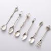Mini Royal Style Cutlery Set 6pcs Spoons Fork Vintage Carved Dessert Spoons Kitchen Tableware Dinnerware Set
