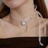 MERRYMOTIVE Pearly Heart and Ribbon String Necklace