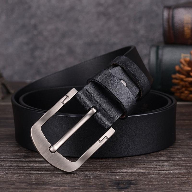Men'S Leather Pin Buckle Belt Real Cowhide Belt Antique Casual Men'S Pants Belt