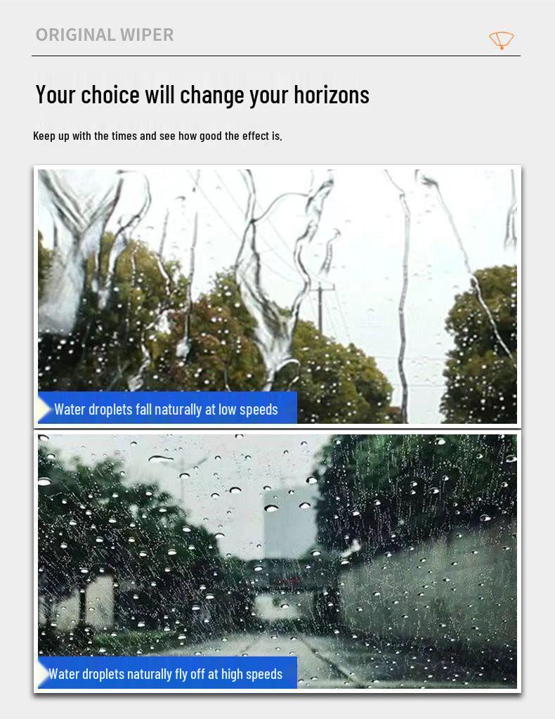 Discovery 5 Frameless Front Wiper Blades: Original High-Definition Rubber, Silent Operation