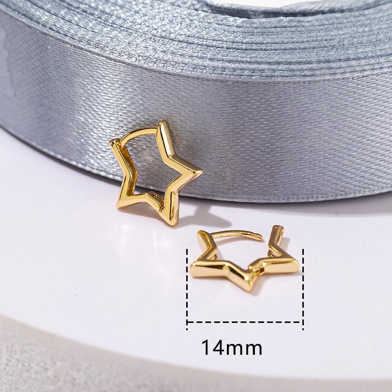 Statement Gold Color Plated Bold Star Hoops Tarnish Resistant For Women Huggies Earring Piercing Accessory Jewelry Gift