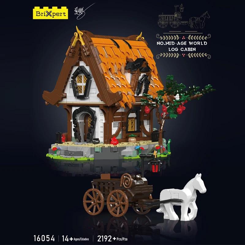 MOULD KING 16054 Streetview Building Block Модель средневекового деревянного дома со светодиодной деталью в сборе Кирпичные игрушки Детский рождественский подарок