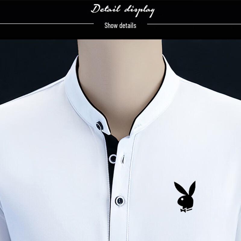 PLAYBOY Мужская повседневная футболка с длинным рукавом и воротником-стойкой