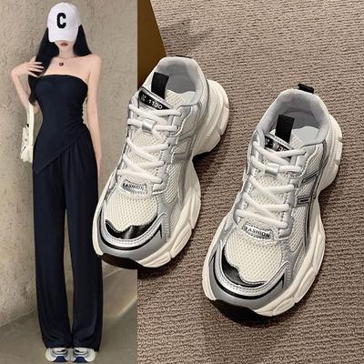 Женские весенне-летние новые универсальные и легкие кроссовки на толстой подошве для бега, жареные уличные сетчатые дышащие спортивные туфли, женский тренд