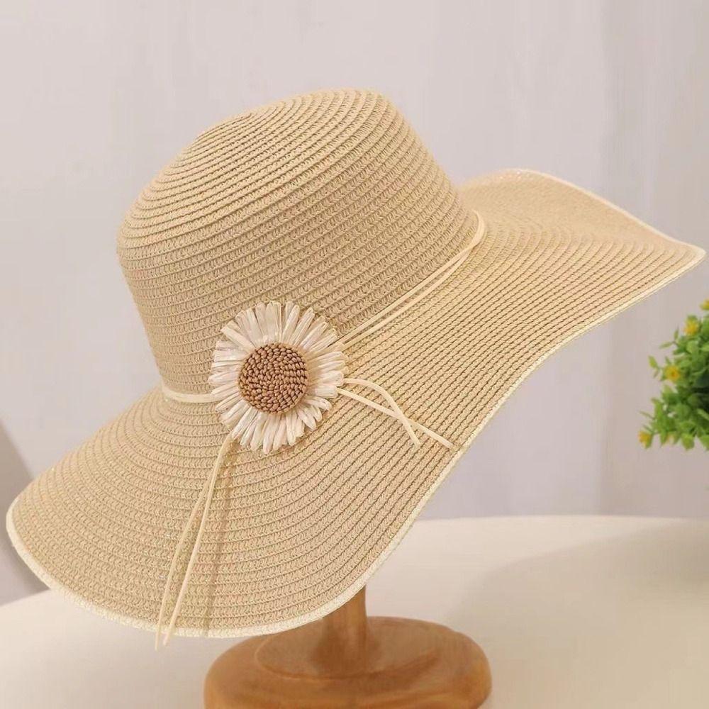 Соломенная шляпа в стиле бохо Sun Flower, весенне-летняя женская шляпа от солнца, модные складные соломенные шляпы для отпуска