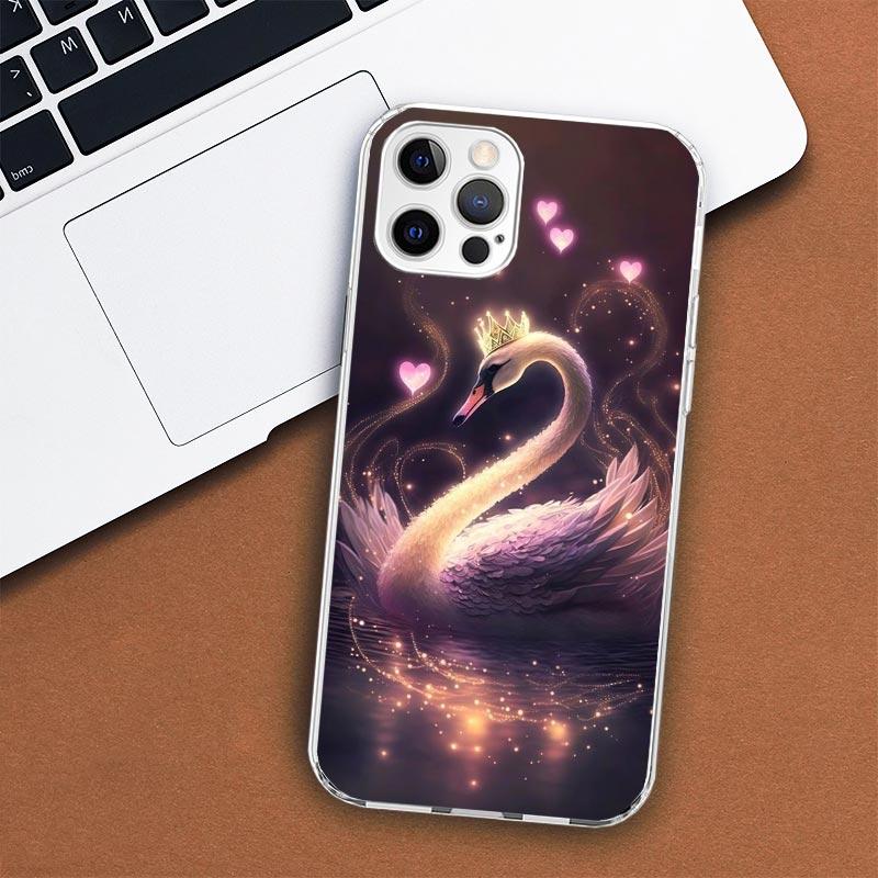White Swan Grace Art Phone Case For Apple iPhone 11 12 13 15 14 Pro 7 XR X XS Max 8 Plus + Mini SE Customized Print Soft Cover