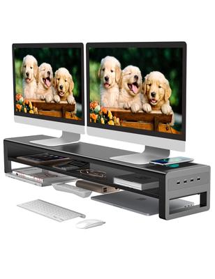 STARSIKI Двойной монитор 2 уровня монитор USB данные компьютерный дисплей металлический настольный для компьютеров подставка, подставка, 3.0 передача, подставка, зарядка, подставка, подставка,