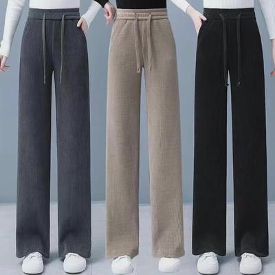 Свободные брюки из бархатного вельвета с высокой талией 2024 года для весны, осени и зимы