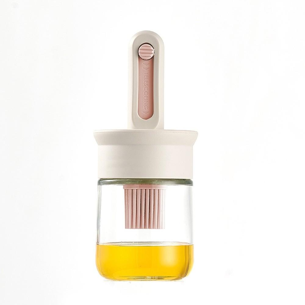 Retractable Oil Dispenser Heat-Resistant Oil Container Oil Jar with Built-in Oil Brush Household
