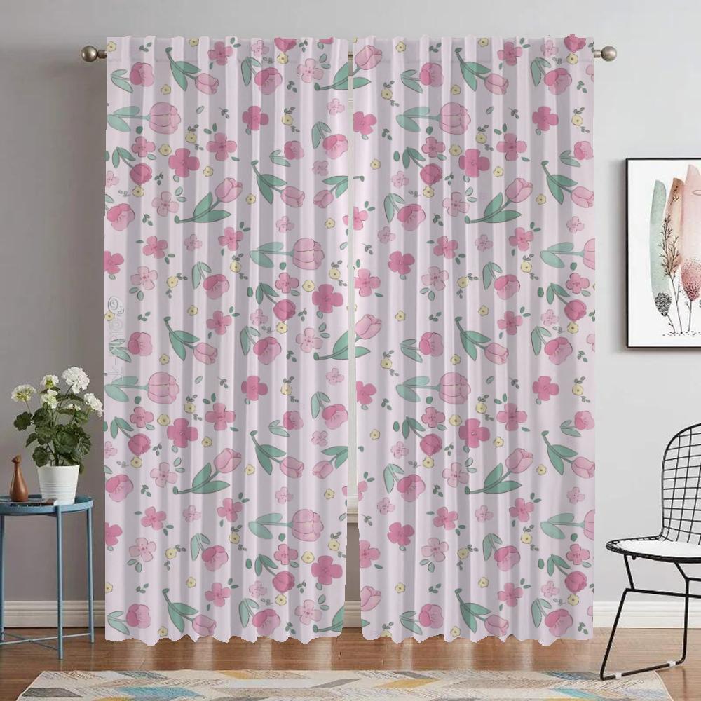 Цветочные элегантные шторы для комнаты, занавески для окна камеры, занавески для домашнего интерьера, 2 шт., абажуры, украшение на Хэллоуин, перегородка