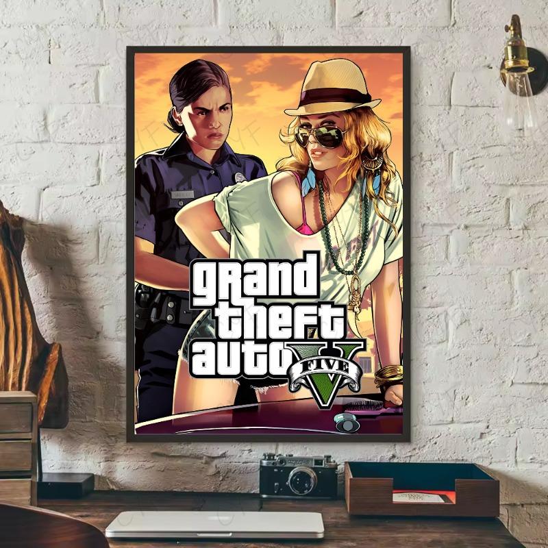 Современная видеоигра G-Grand Theft Auto GTA5 Плакат HD искусство липкая стена водонепроницаемый дом гостиная спальня бар эстетическое украшение