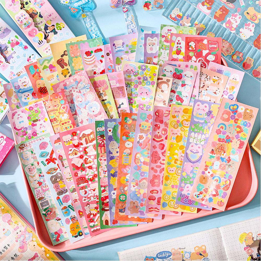 Kawaii Kids Stickers Adorable Stationary Aesthetic Diary Decorative Art Supplies Scrapbook Stickers Korean Paper Desk
