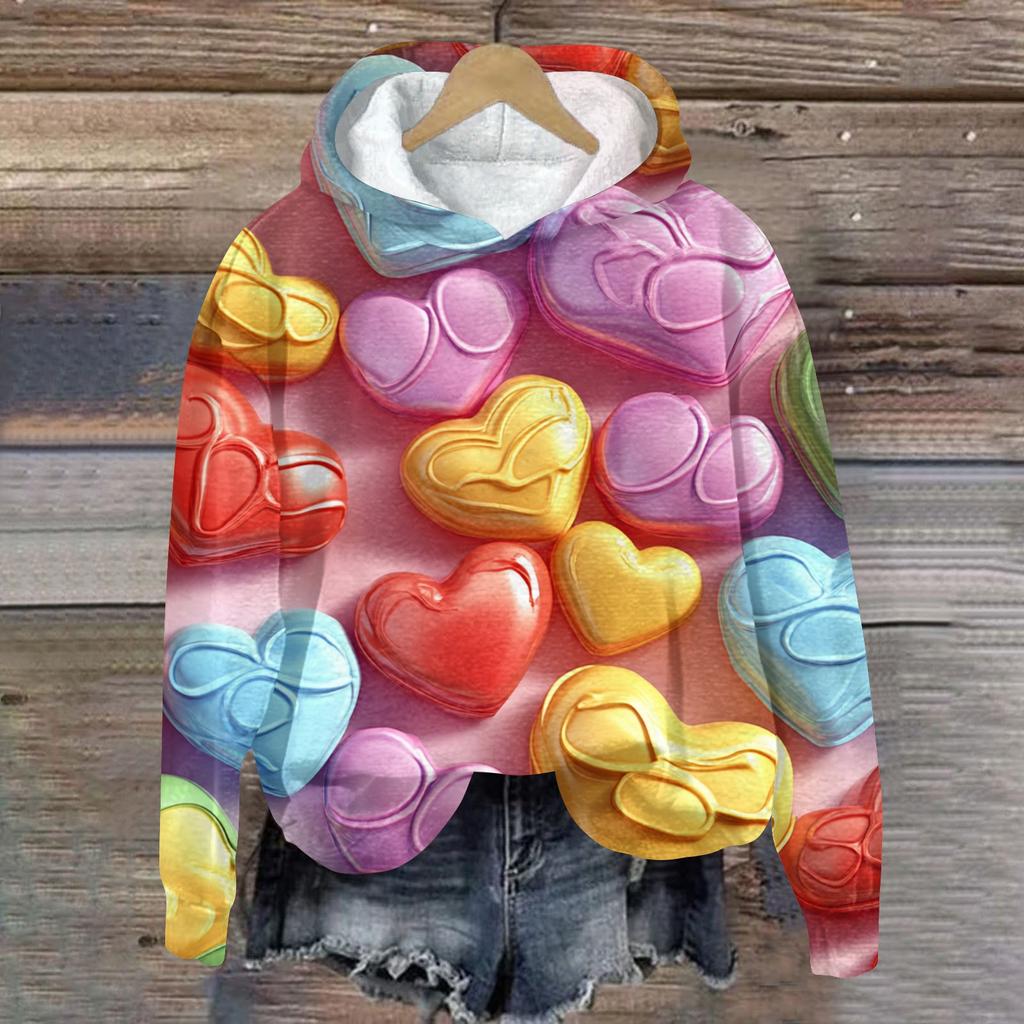 Женская плюшевая теплая повседневная куртка с принтом ко Дню святого Валентина, зимняя куртка