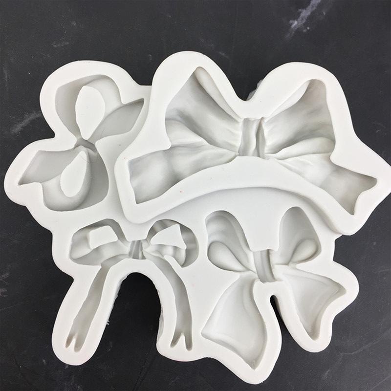 1 Pcs 4-Hole Bow Bowknot Silicone Cake Baking Mold Sugarcraft Chocolate Cupcake Baking Mould Fondant Cake Decorating Tools