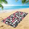 Retro Polka Dot Beach Towel – Oversized Quick Dry Sand Free with Pink, White & Grey Print for Summer