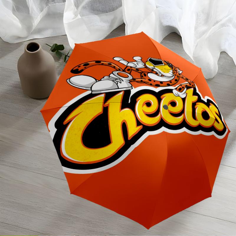 Автоматический зонт в тематике Cheetos, легкий и портативный, 8 спиц, идеально подходит для путешествий на свежем воздухе, дней рождений, Рождества, в качестве подарков.