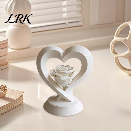 Гостиная Роза Акцент Сердце Фигурка, 3D Печатная Скульптура, Элегантное Украшение Спальни Романтический Декоративный Элемент для Стола, Полки Центральный Элемент