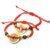Five Emperors Copper Coin Red String Bracelet - Handmade Woven Couple Anklet for Men & Women
