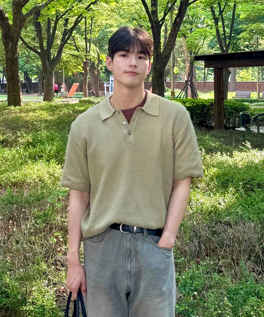 TMAKER Basic Collar Half Sweater Gn