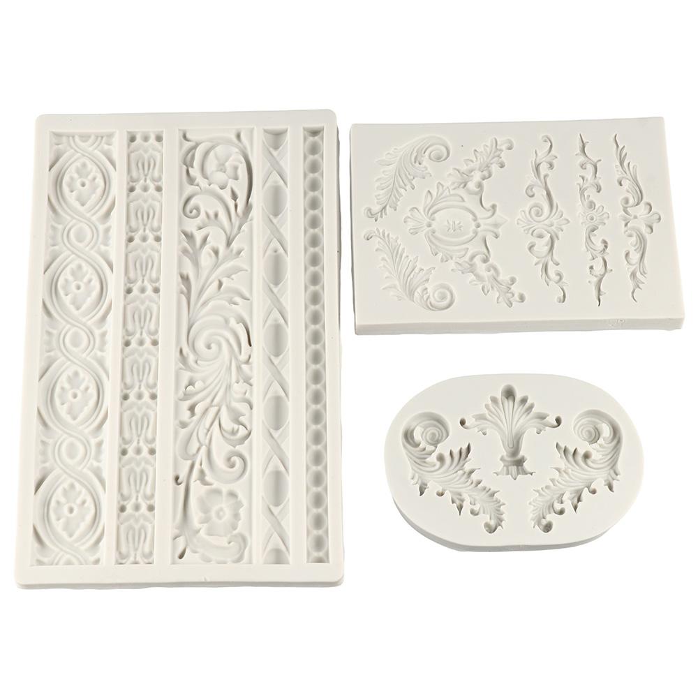 1/3pcs Baking Tool Embossing Mould Grey Cake Chocolate Decoration Mold Drop Glue Clay Mold  Candle