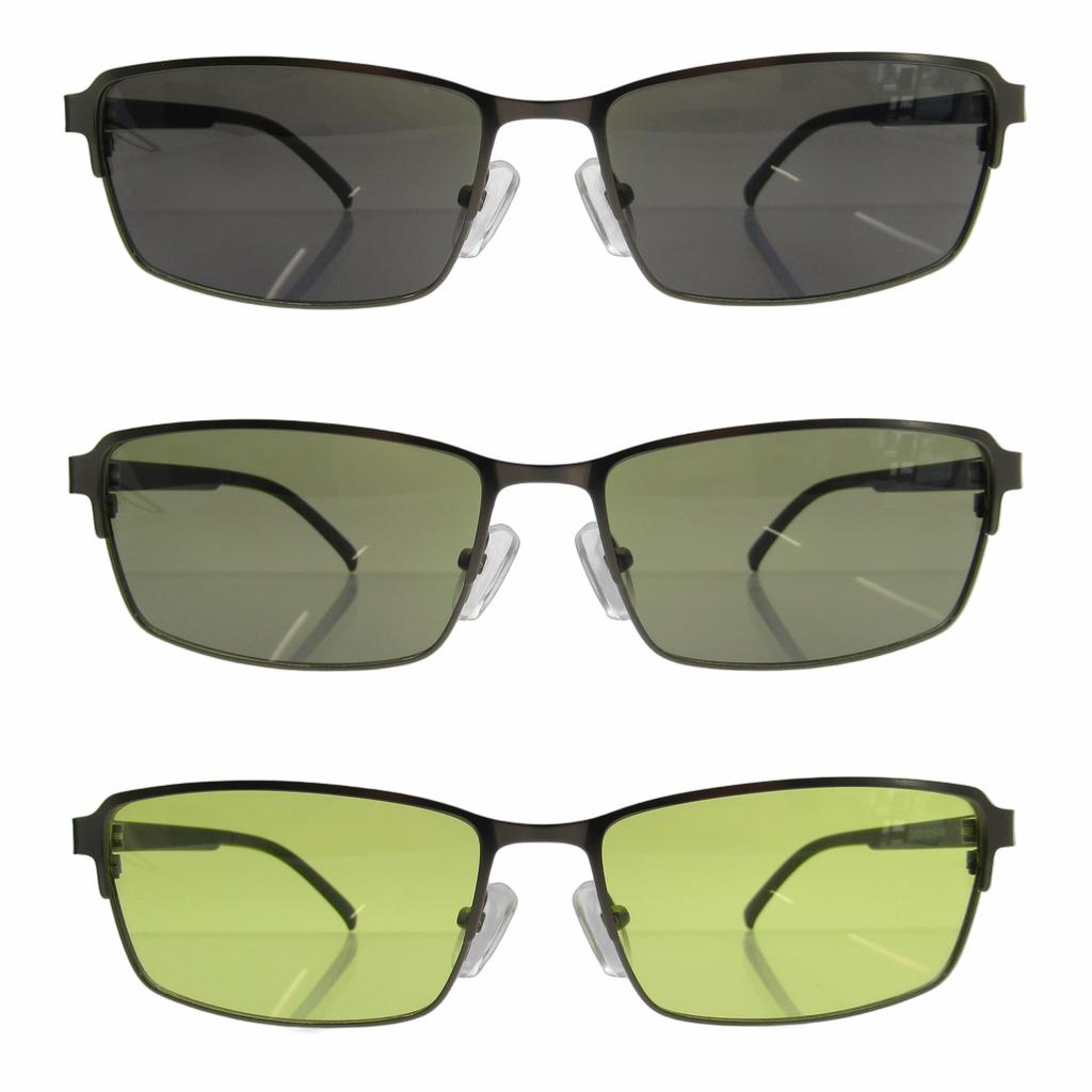 KKD Polarized Photochromic UV 8726 Polarized Photochromic Color-Changing Sunglasses, Metal, Square, Lightweight, Protection, (Gunmetal, Yellow/Smoke)