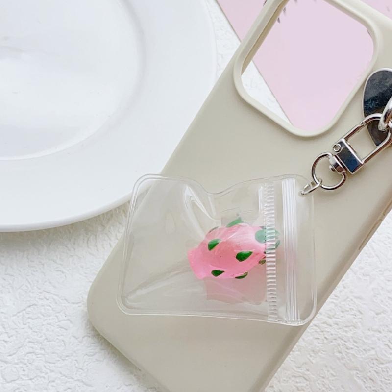 Chic Fruit Themed Clear Keychain Lovely Clear Fruit Bag Key Rings Unique Keychain Accessory Gift for Collectors