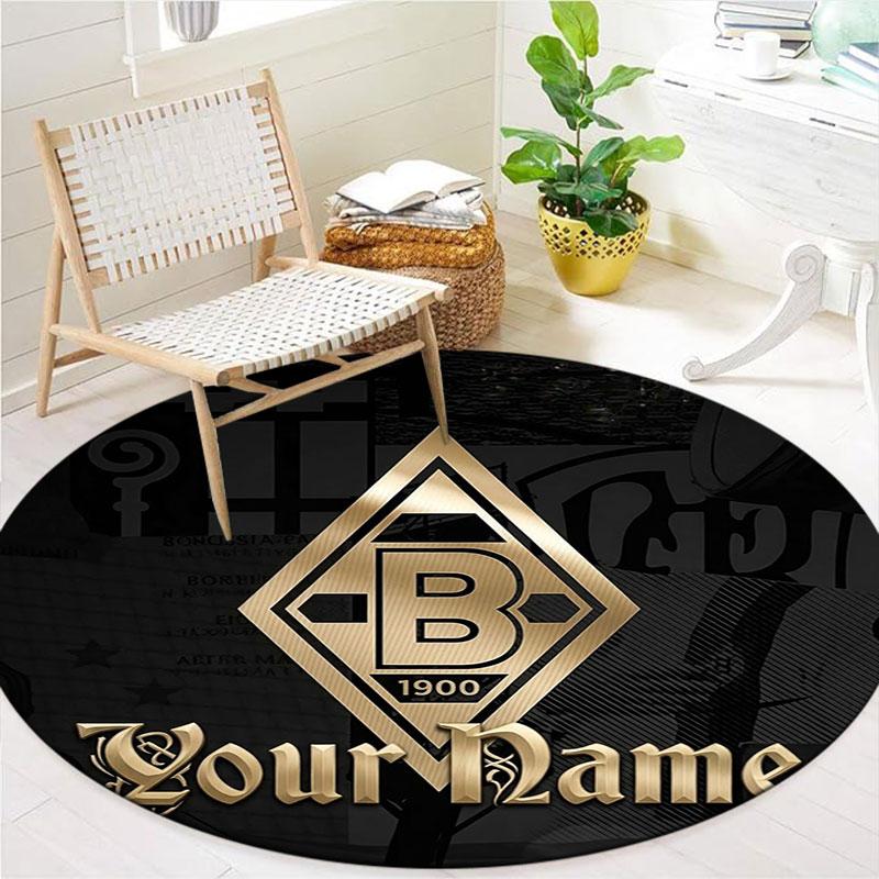 Borussia Custom Name Round Area Rug,Carpet Rug for Living Room Bedroom Sofa Playroom Decor,Non-slip Floor Mat