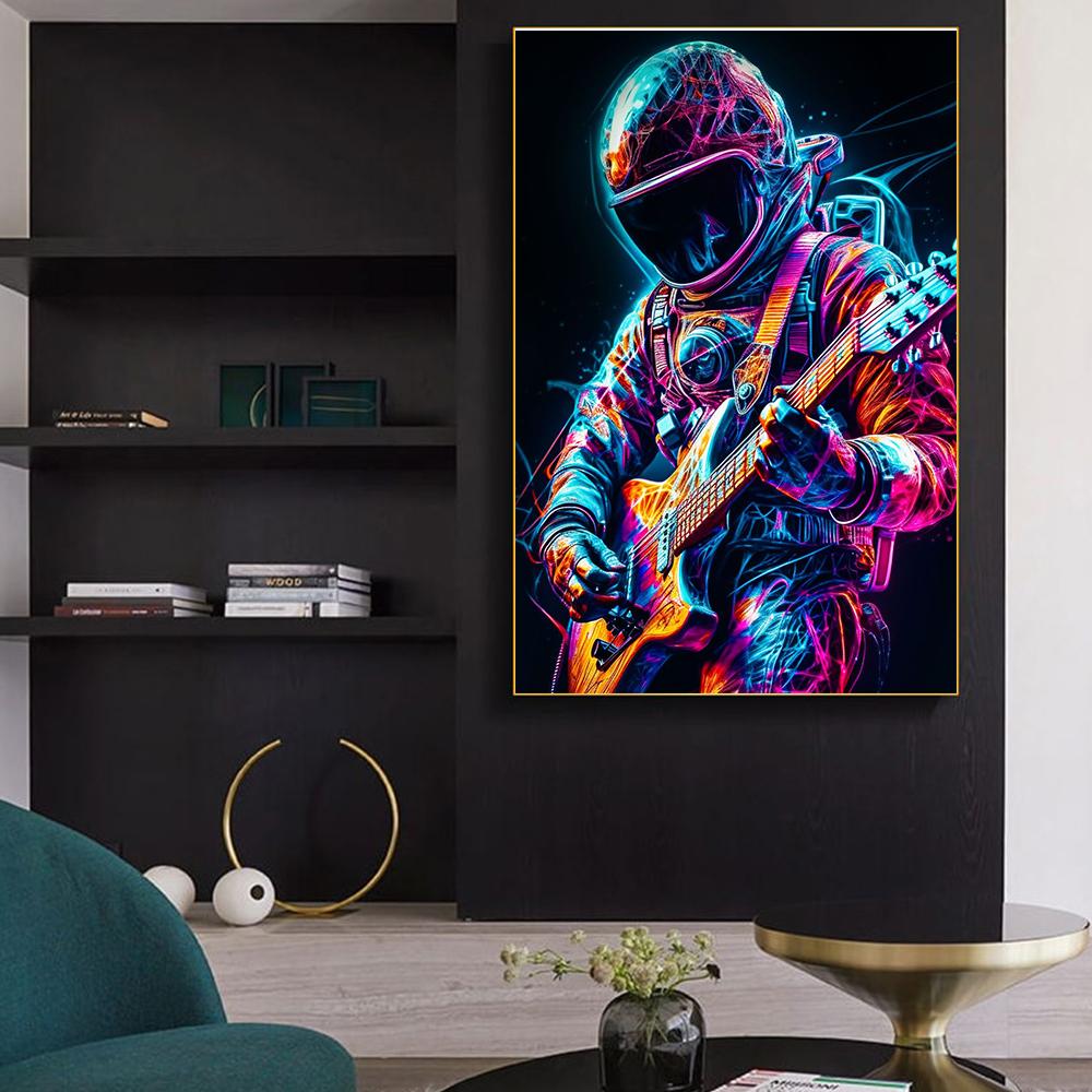 Астронавт красочные каракули музыкальный персонаж уличное искусство печать плакатов современный дом холст живопись гостиная спальня фотографии настенное украшение