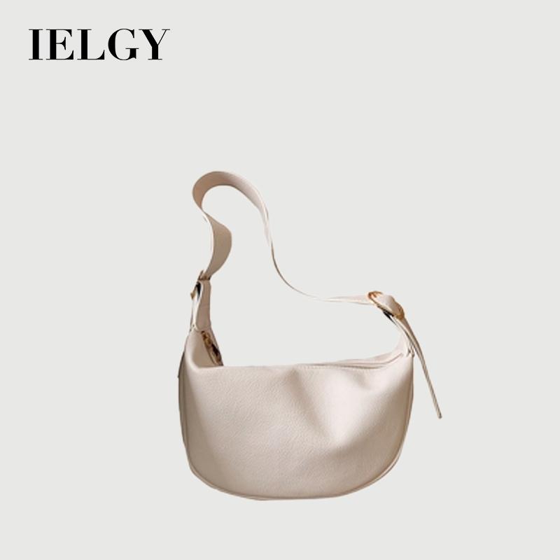 IELGY Spring/Summer Shoulder Fashion Simple Woman's Messenger Dumpling Bag Soft Leather Large Capacity New Moon Bag