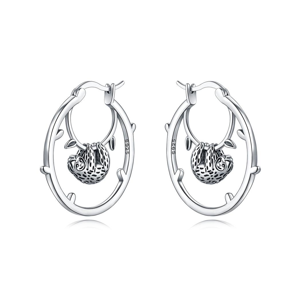 Orstarry S925 Silver Cute Panda Animals Earrings Hoop Earrings For Women Jewelry Party Trendy Gifts