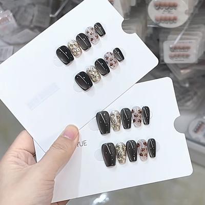 Чистые ручной работы фототерапевтические накладные ногти, Коричневый сахар, Слива, Готовый продукт накладных ногтей, Многоразовый нейл-арт