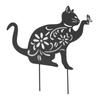 Статуэтка Черного Кота Милый Черный Кот Яркий Внешний Вид Полый Дизайн Прочный Металл Декор Черного Кота для Дома Сада Заднего Двора