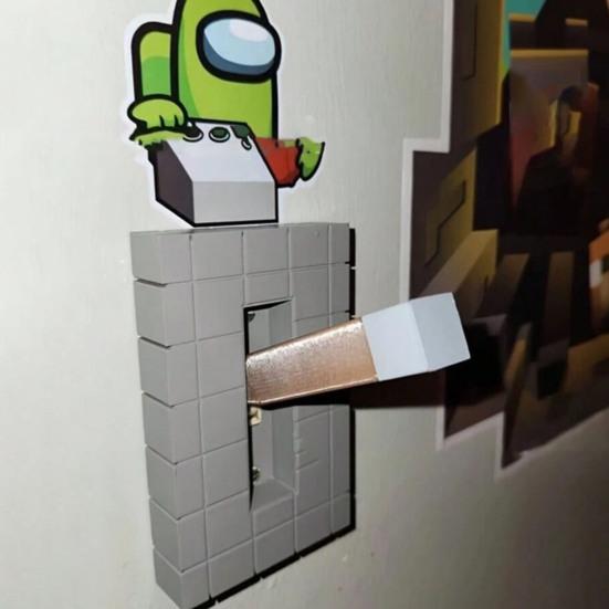 Забавный настенный выключатель, крышка, креативная форма, строительный блок, простая установка, 3D