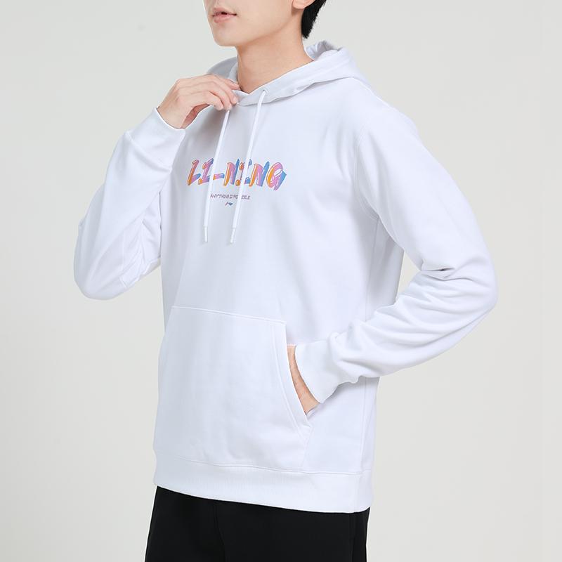 Li Ning Letter Logo Casual Knitted Sports Long Sleeve Sweatshirt Unisex Sweatshirt White AWDTE01-2