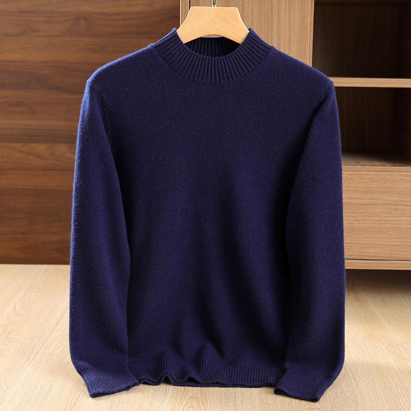 Men's Half Turtleneck Thickened Cashmere Sweater Qinghe Cashmere 30% Cashmere 70% Wool Men's Autumn and Winter Cashmere Soft and Warm