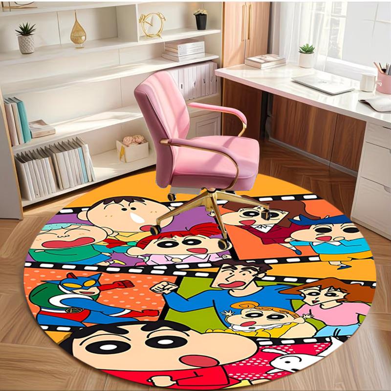 Crayon Shin Print Round Rug, Washable Floor Carpet, For Entryway Dorm Laundry Room Office Study, Home Decor Birthday Christmas Gift
