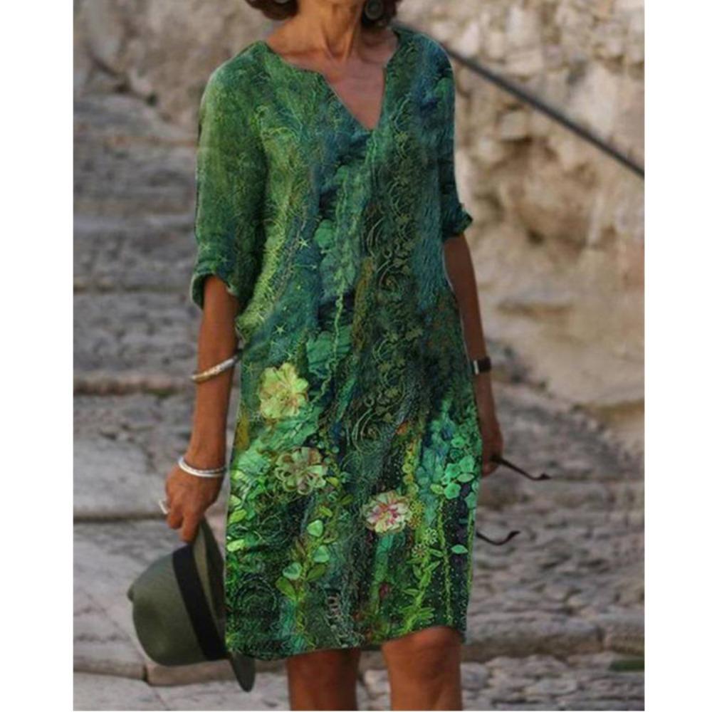 JPNTKY Women's Fashion Summer Spring Short Sleeve V-Neck Casual Dresses