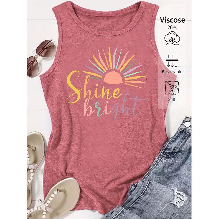 Elegant Vest for Women Shine Bright Sun print casual loose summer vest Fashionable and elegant tops for commuting, vacation, and everyday wear,