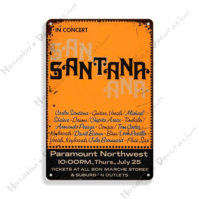 Rock Band Santana Decorative Plate Metal Poster Garage Club Metal Tin Sign Metal Plaque Wall Plate Man Cave Club Wall Decor