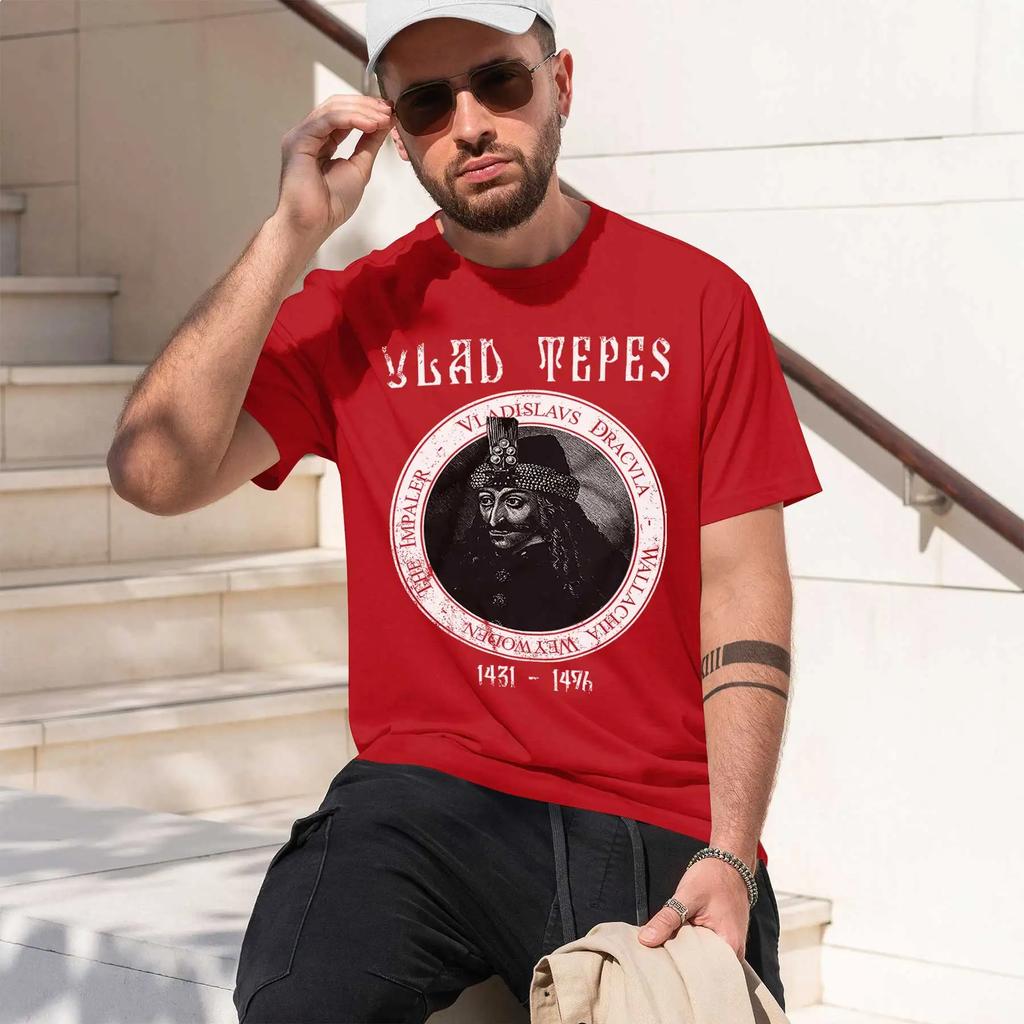 Vlad Tepes 2026 New Fashion Heavyweight Hot Selling Retro Printed Pattern Fun Round Neck Tshirt For Daily Comfort